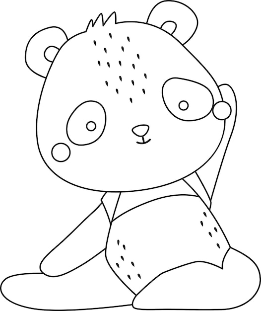 un vector de un lindo panda haciendo yoga en color blanco y negro