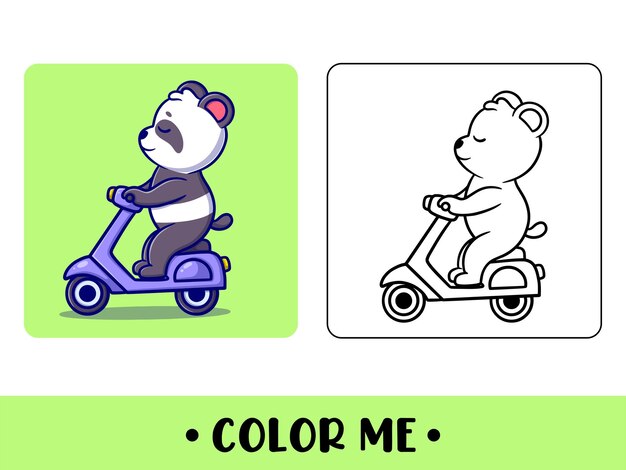 Vector lindo panda para niños colorear página vector icono ilustración