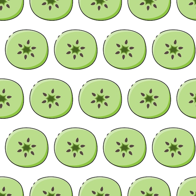 Vector lindo patrón transparente Rebanadas de manzana verde sobre un fondo blanco Patrón lindo para el diseño de papel de embalaje Arte lineal moderno