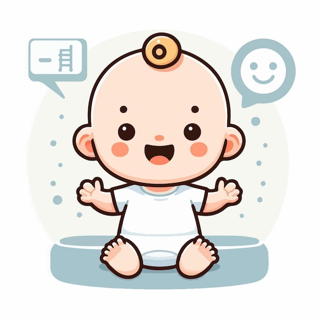 Vector lindo personaje de bebé que es feliz