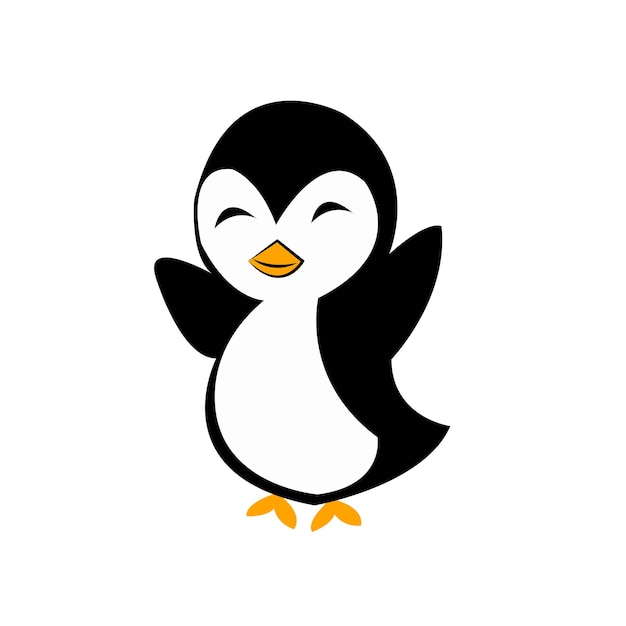 Vector lindo pingüino feliz dibujos animados icono ilustración animal naturaleza icono concepto aislado