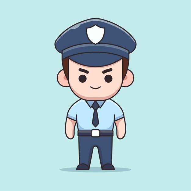 Vector lindo policía hombre de dibujos animados concepto de ilustración aislado estilo plano