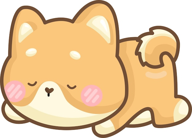 un vector de un lindo shiba inu dormido