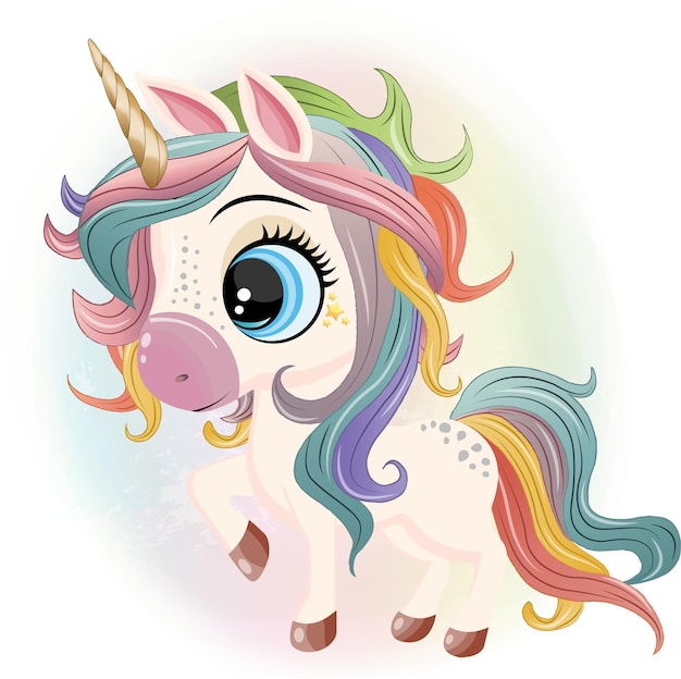 Vector un lindo unicornio de dibujos animados