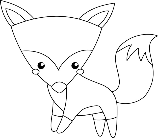 Vector un vector de un lindo zorro en color blanco y negro