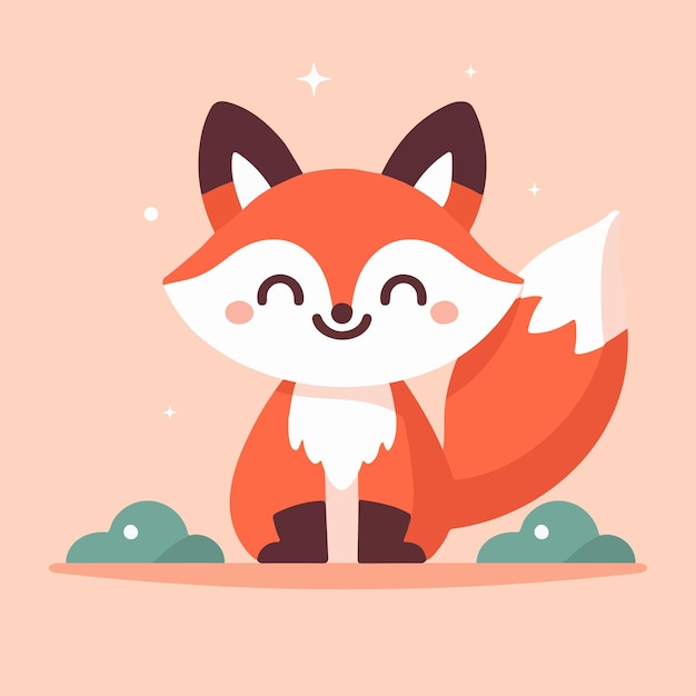 Vector lindo zorro feliz personaje de dibujos animados vector ilustración plana