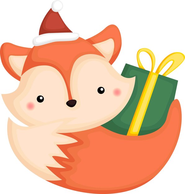 un vector de un lindo zorro con temas navideños
