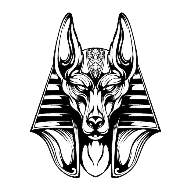 Vector line art anubis egipto ilustraciones de diseño de camisetas
