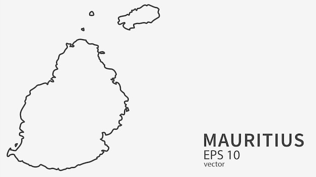 Vector line map of Mauritius Vector design isolated on white background