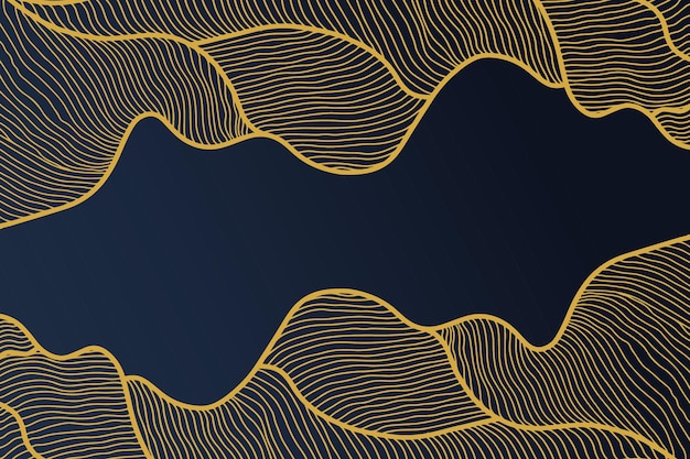 Vector línea abstracta arte ondulado que fluye gradientes dinámicos aislados sobre fondo azul en onda de lujo