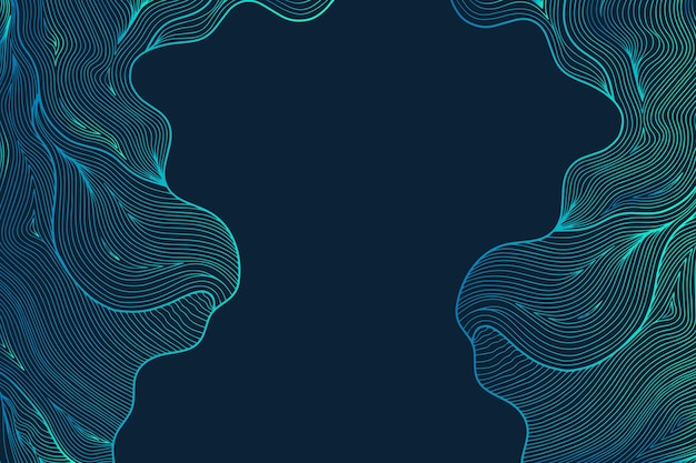 Vector línea abstracta arte ondulado que fluye gradientes dinámicos aislados sobre fondo azul en onda de lujo