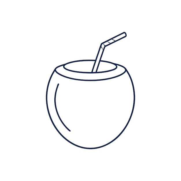 Vector de la línea de arte de la bebida de coco