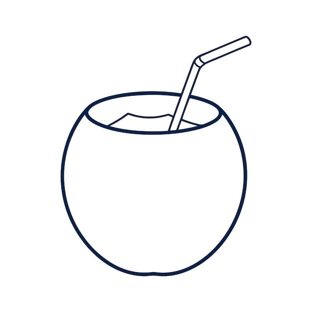 Vector de la línea de arte de la bebida de coco