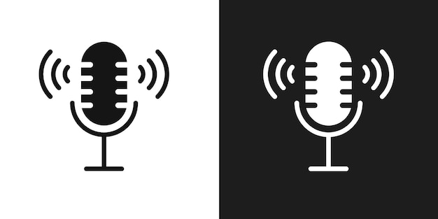 Vector de la línea de arte del icono del micrófono