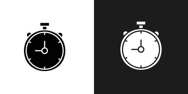 Vector de la línea de arte del icono del reloj de alarma