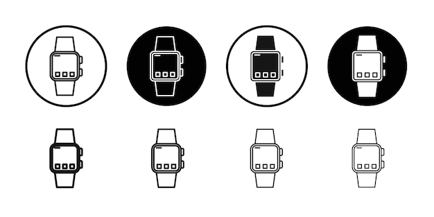 Vector de la línea de arte del icono del reloj inteligente