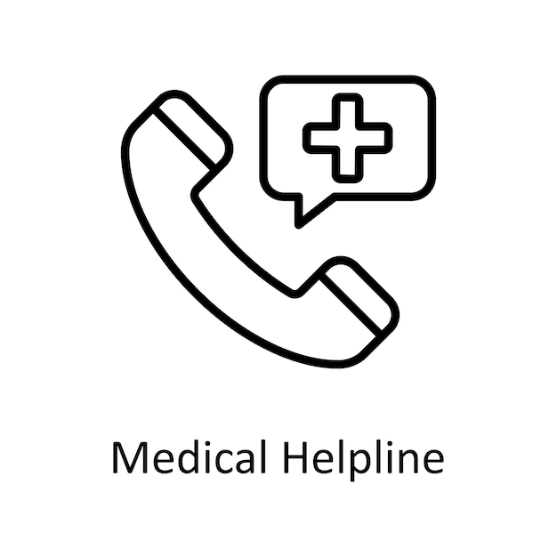Vector de línea de ayuda médica Descripción del icono Ilustración del diseño Símbolo médico en fondo blanco EPS 10