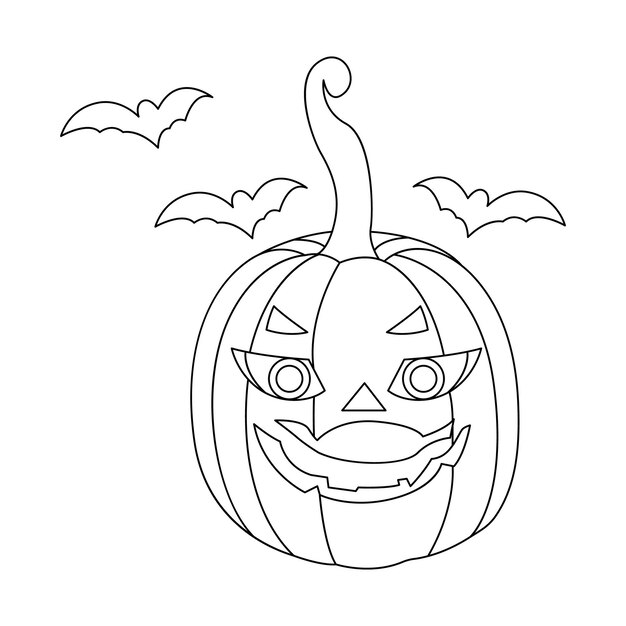 Vector de una línea de calabaza de terror de Halloween