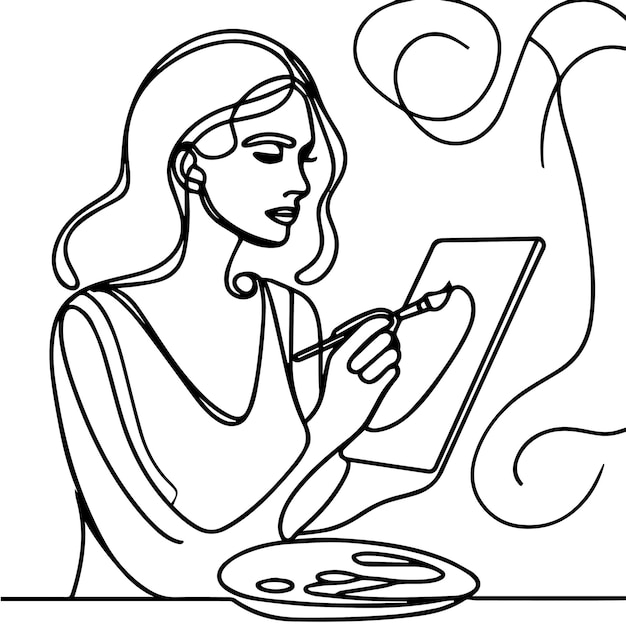 vector de línea continua de una pintura de persona