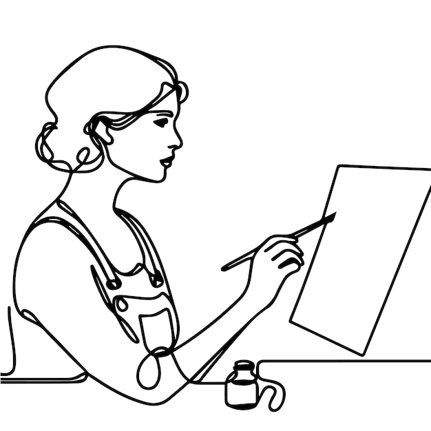 vector de línea continua de una pintura de persona