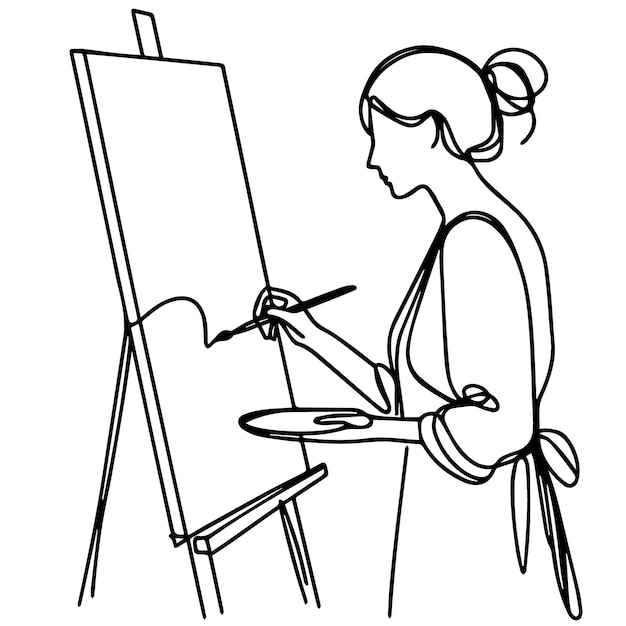 vector de línea continua de una pintura de persona
