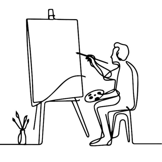 vector de línea continua de una pintura de persona