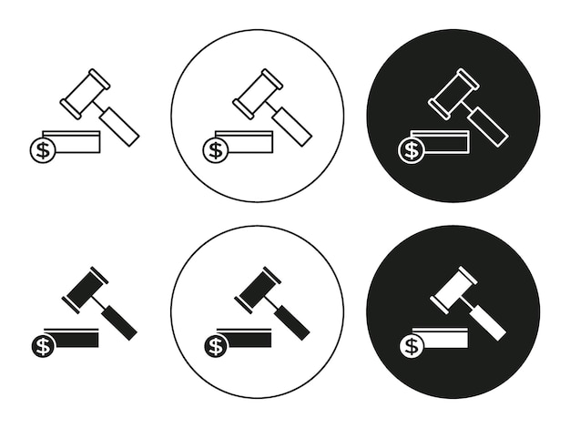 Vector de línea de contorno de icono de subasta Diseño de conjunto plano y simple de subasta