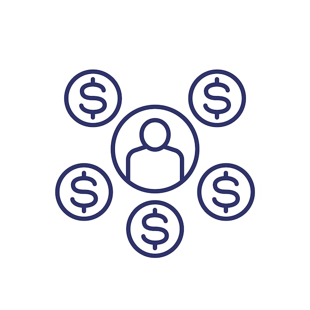 Vector de línea de icono de costo de mano de obra
