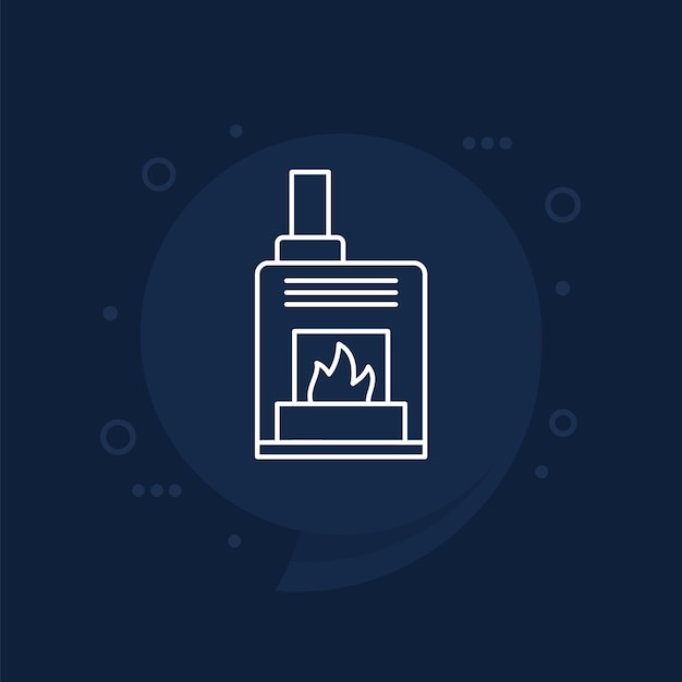 Vector de línea del icono de la estufa de pellets