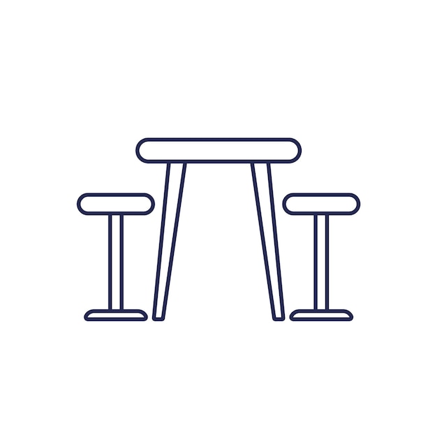 Vector de línea de icono de mesa y sillas de comedor
