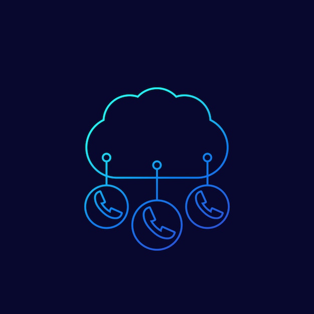 Vector de línea de íconos de telefonía voip