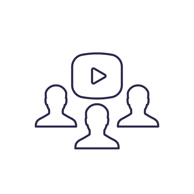 vector de línea de iconos de video marketing y publicidad