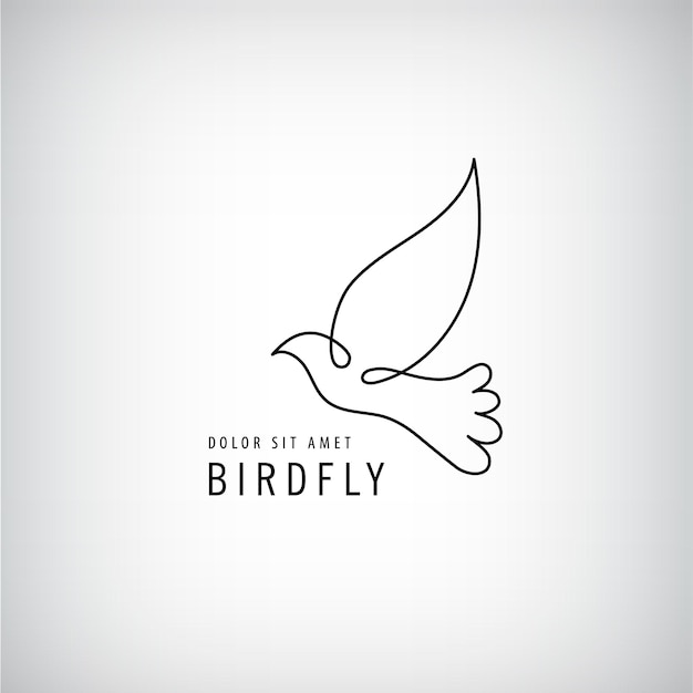 Vector línea pájaro logo paloma silueta vuelo abstracto logo icono aislado