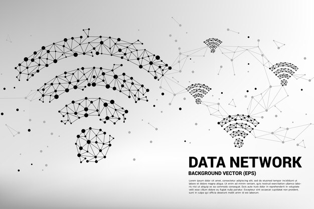 Vector línea polígono conectar señalización de icono de datos móviles