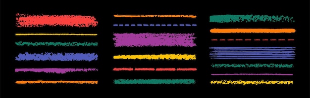 Vector de línea de tiza Pincel de color lápiz o lápiz de colores trazo de textura Subrayar pintura boceto dibujado a mano