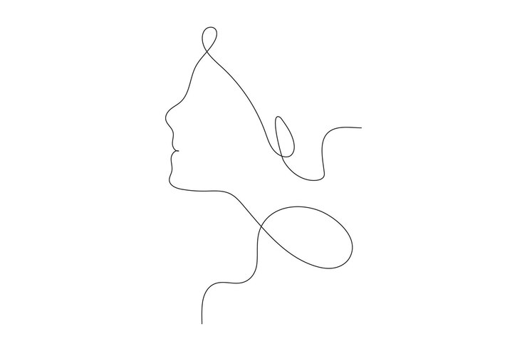Vector de línea única mujeres cara de arte