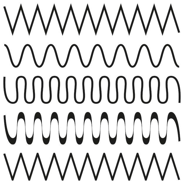 Vector de línea en zigzag Patrón agudo repetitivo Icono de onda abstracto Elemento de energía negra