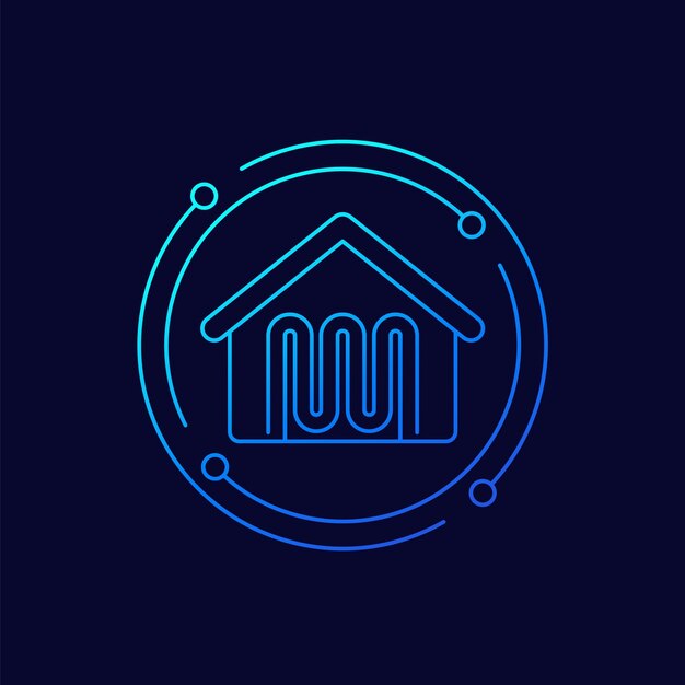 Vector lineal de icono de calefacción de casa
