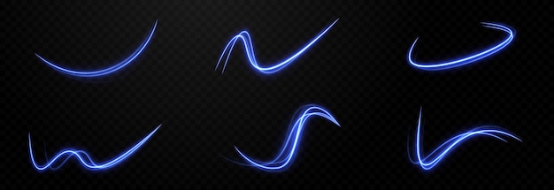 Vector líneas azules brillantes png líneas de neón png líneas mágicas de efecto luz luz