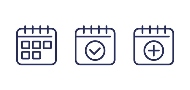 Vector de líneas de iconos de calendario y horario