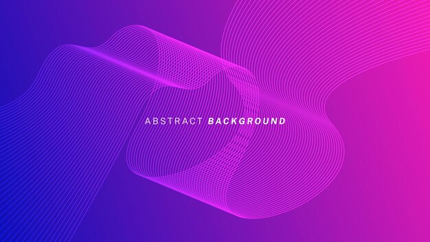 Vector Líneas de onda abstractas en fondo de gradiente azul rosado Concepto tecnológico futurista