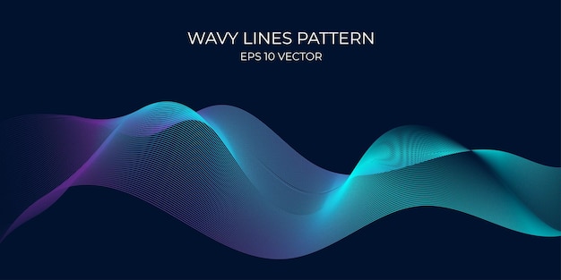 Vector líneas onduladas patrón curva suave que fluye luz de gradiente verde azul dinámico aislado en fondo marino concepto para tecnología comunicación digital ciencia música