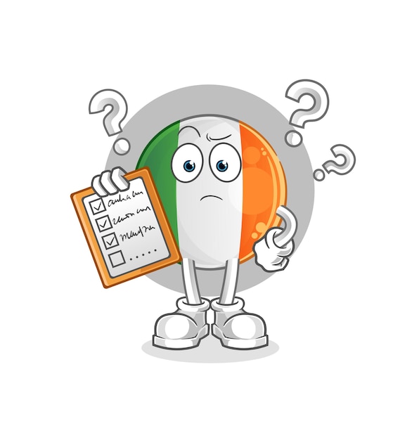 vector de lista de horarios de bandera irlandesa. personaje animado