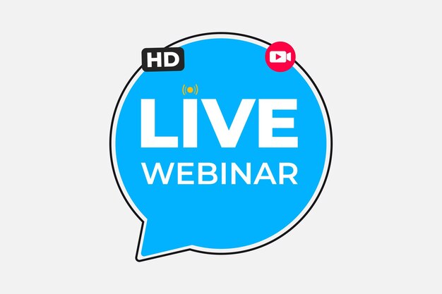 Vector live webinar stream botón video aprender diseño