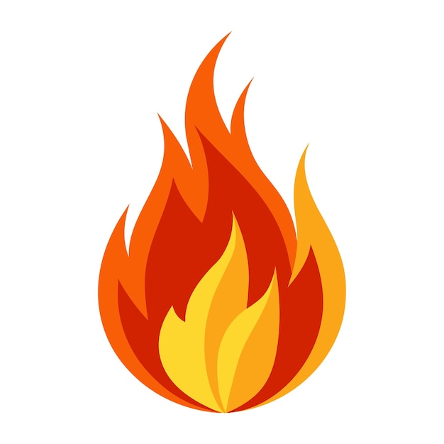 Vector de llamas de fuego Signo de icono de llama de fuego aislado en un fondo blanco
