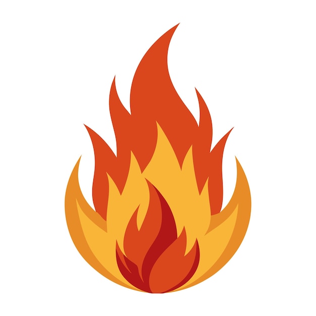 Vector de llamas de fuego Signo de icono de llama de fuego aislado en un fondo blanco
