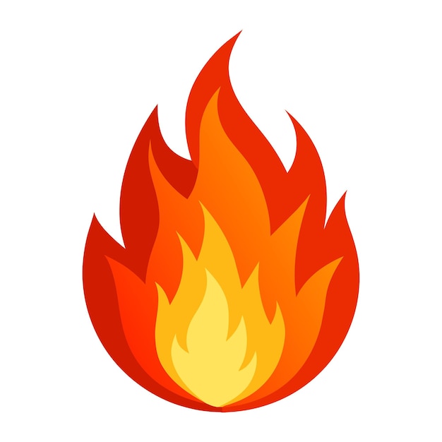 Vector de llamas de fuego Signo de icono de llama de fuego aislado en un fondo blanco