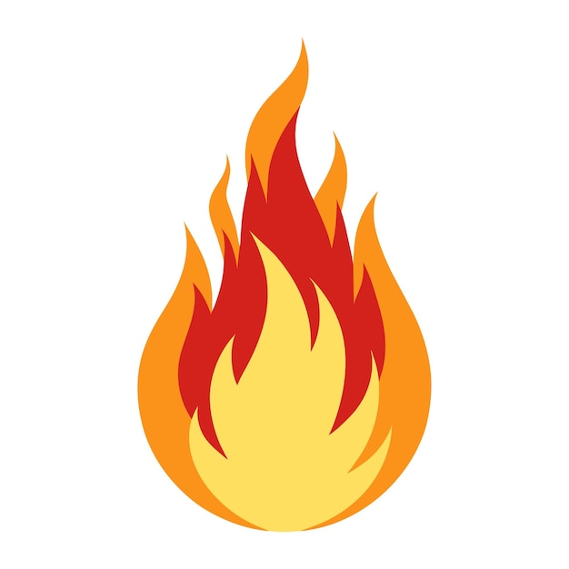 Vector de llamas de fuego Signo de icono de llama de fuego aislado en un fondo blanco