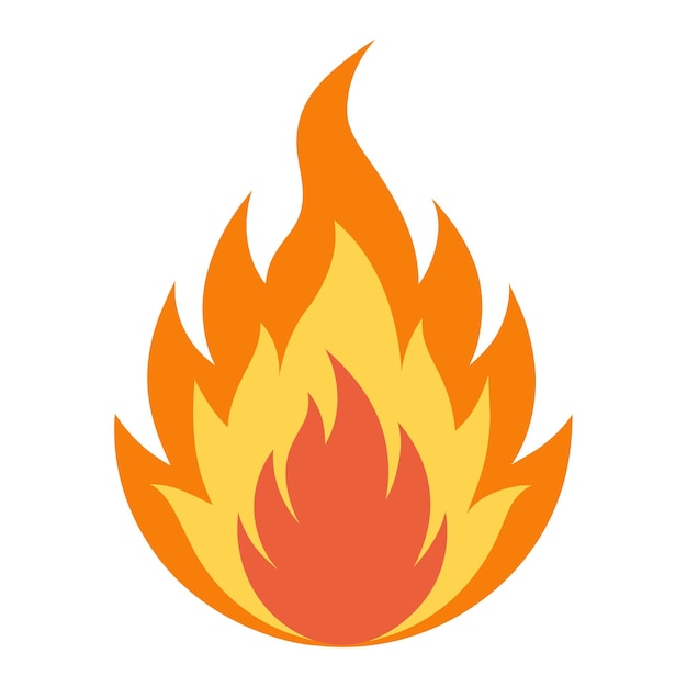 Vector de llamas de fuego Signo de icono de llama de fuego aislado en un fondo blanco