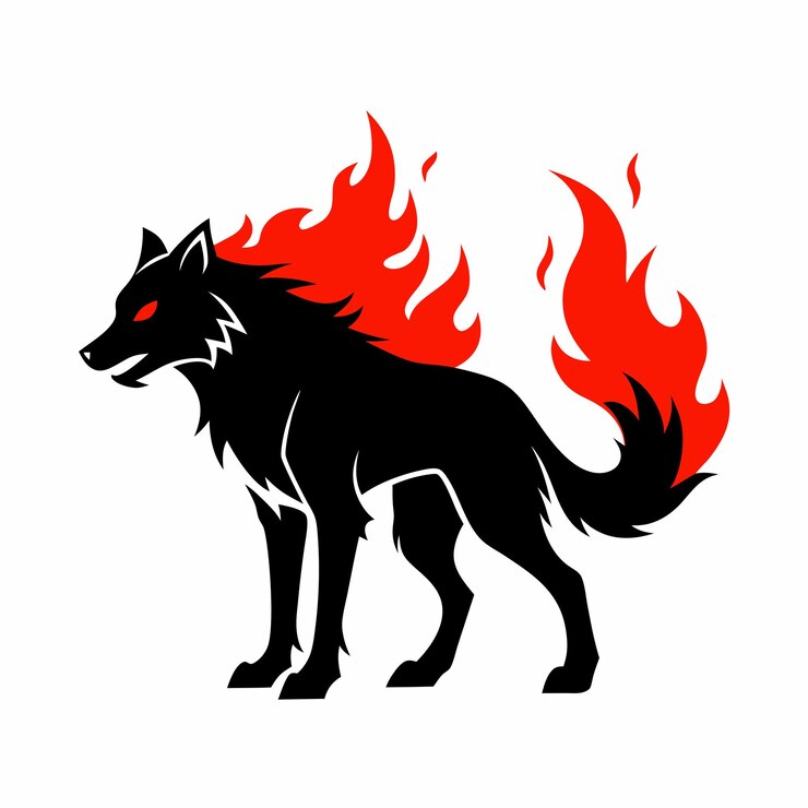 Vector vector de lobo ardiente diseño de animales de espíritu ardiente